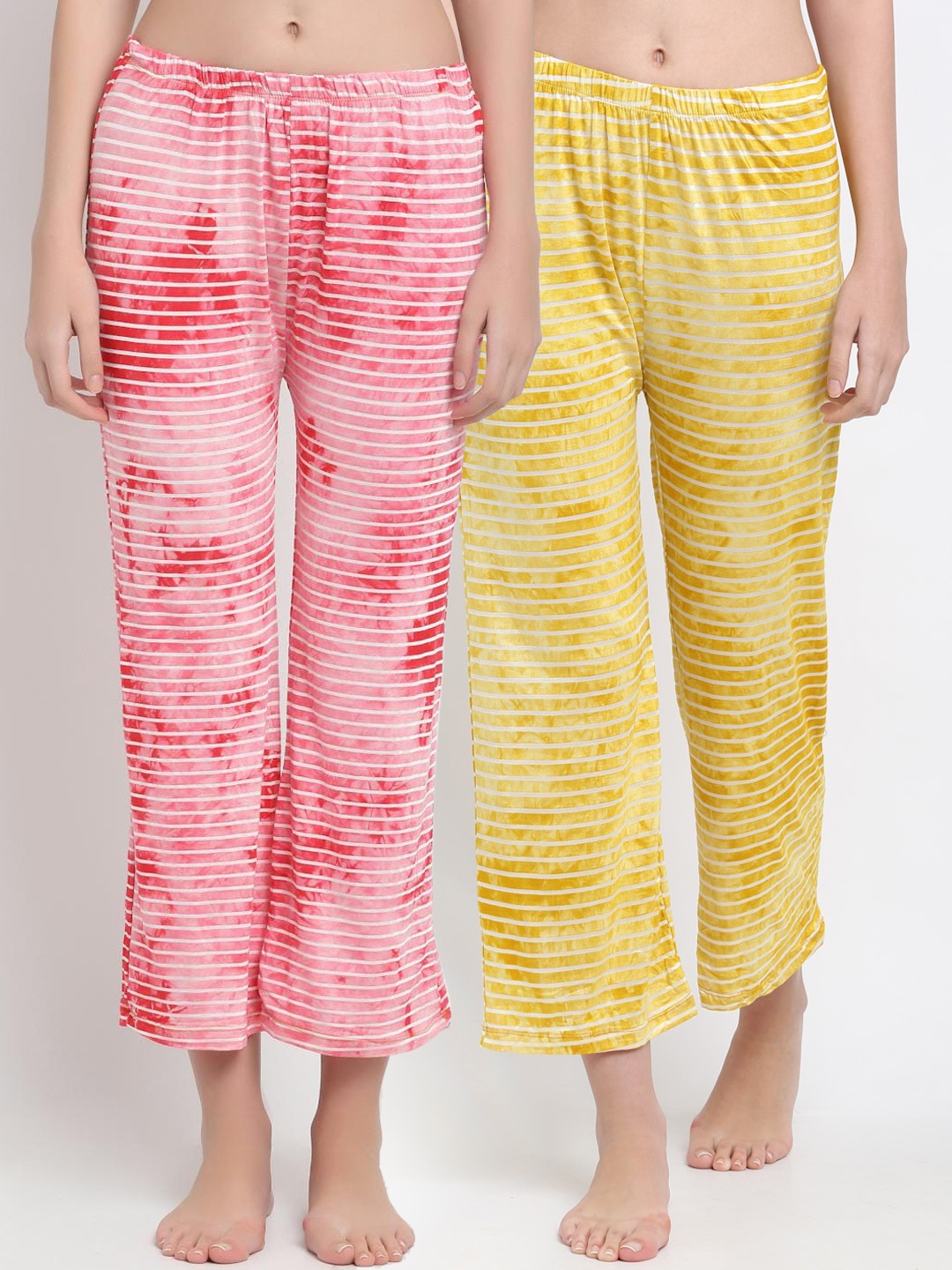

armure Women Pack Of 2 Pink & Yellow Printed Lounge Pants