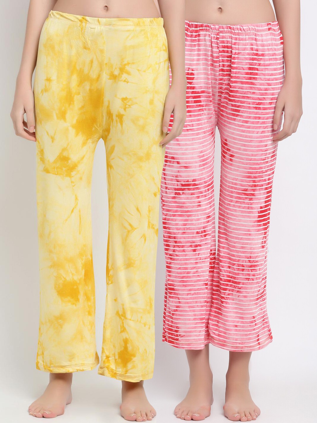 

armure Women Pack of 2 Yellow & Pink Printed Lounge Pants