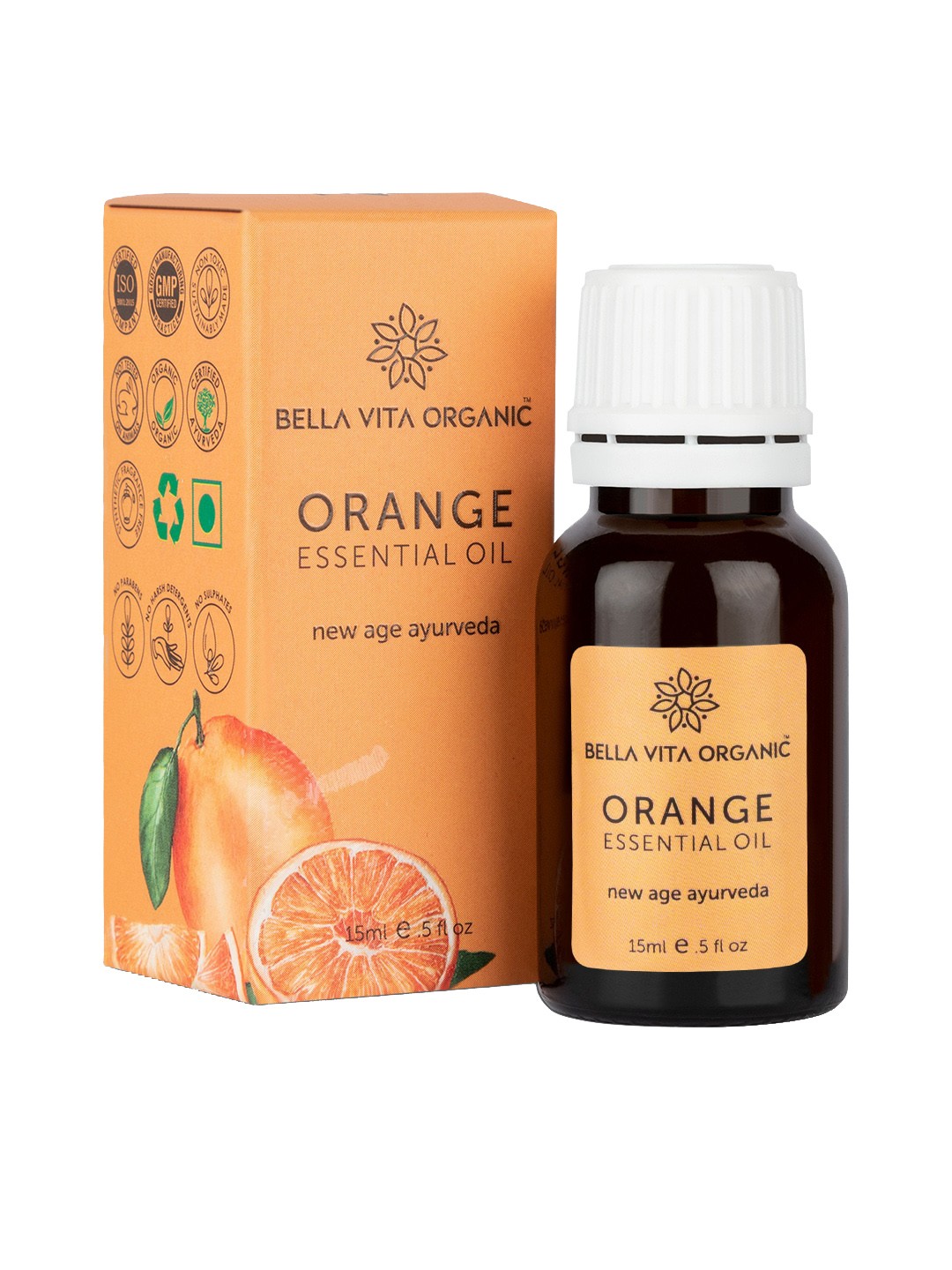 

Bella Vita Organic Orange Essential Oil 15ml, Transparent