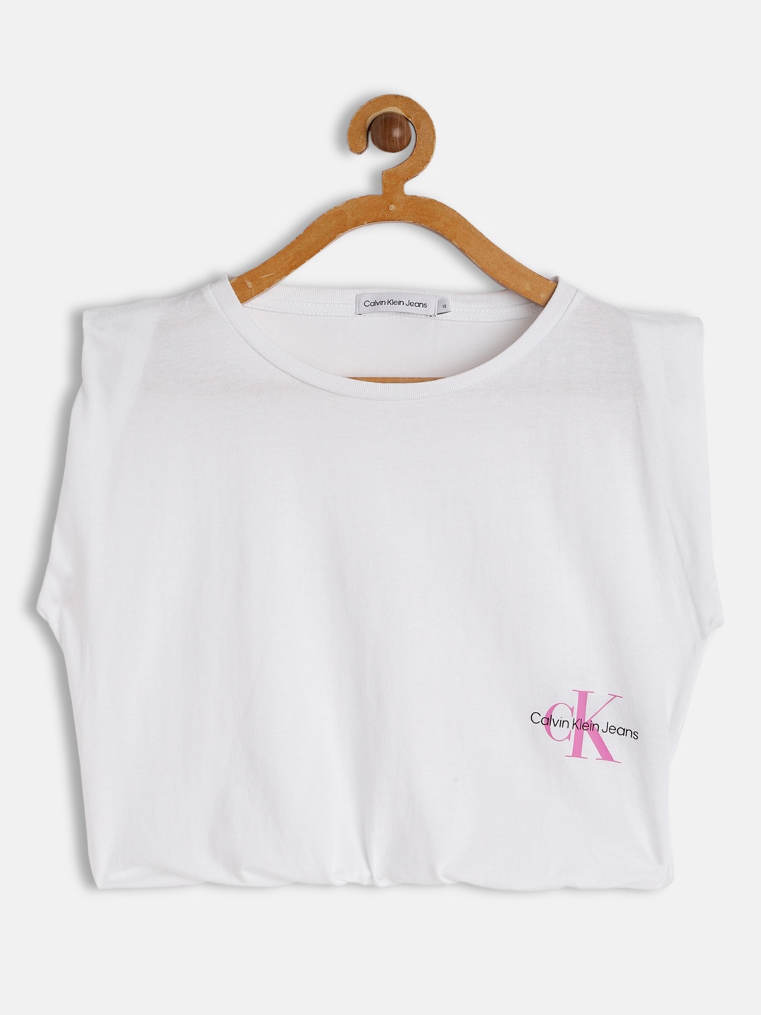 

Calvin Klein Jeans White Pure Cotton Extended Sleeves Boxy Crop Top