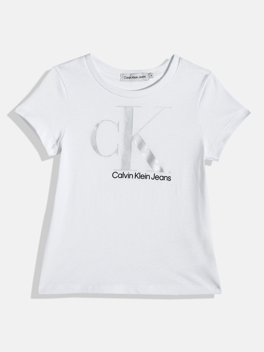 

Calvin Klein Jeans Girls Brand Logo Print Organic Cotton T-shirt, White