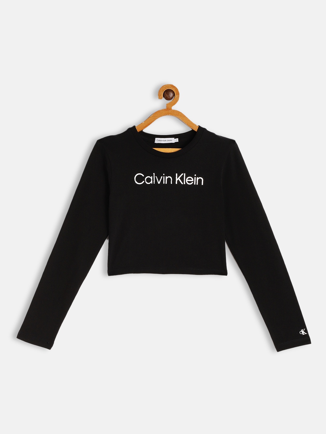 

Calvin Klein Jeans Girls Black Brand Logo Printed Pure Cotton T-shirt