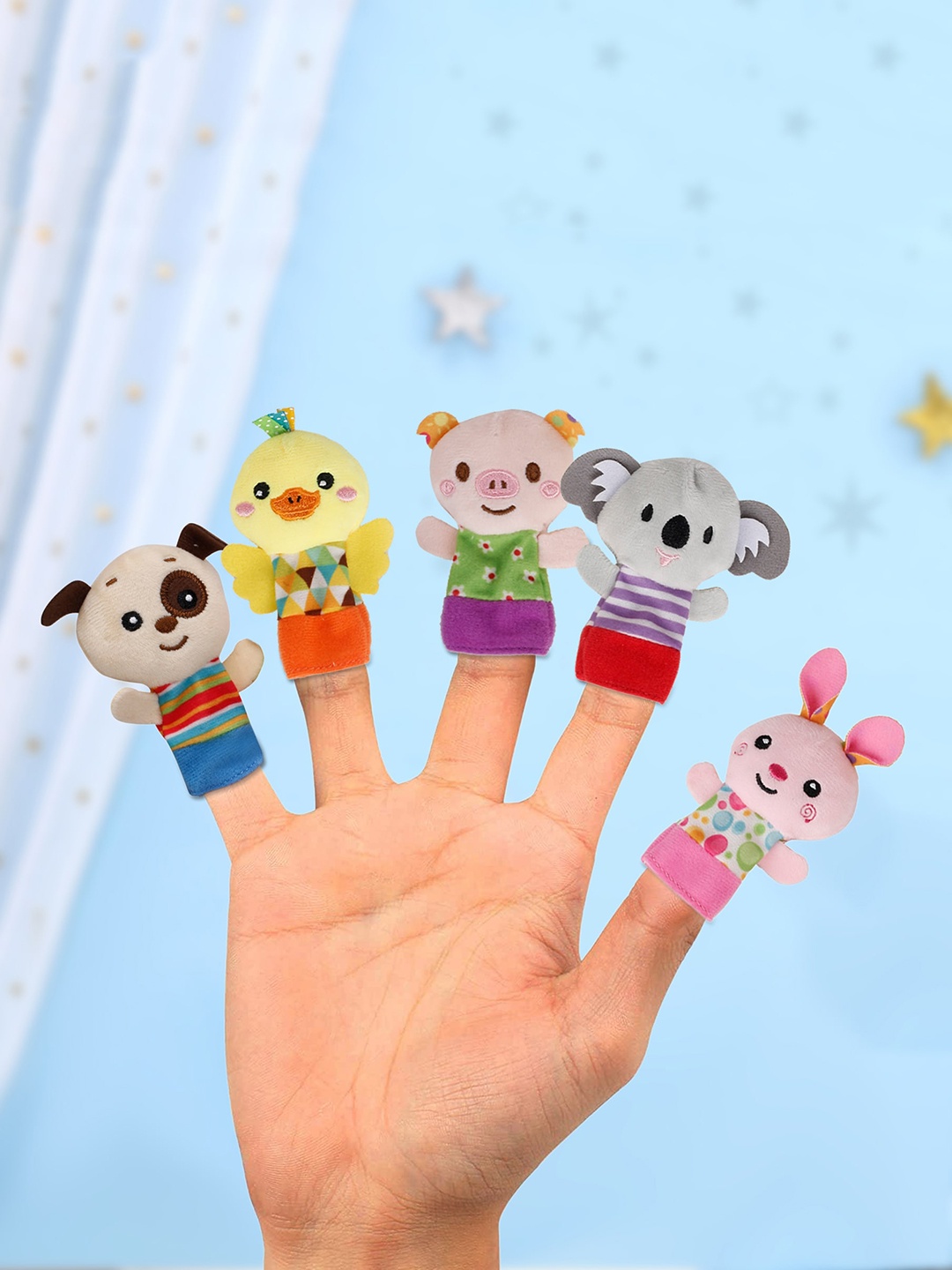 

Baby Moo Infants Kids Set of 5 Finger Puppets, Yellow