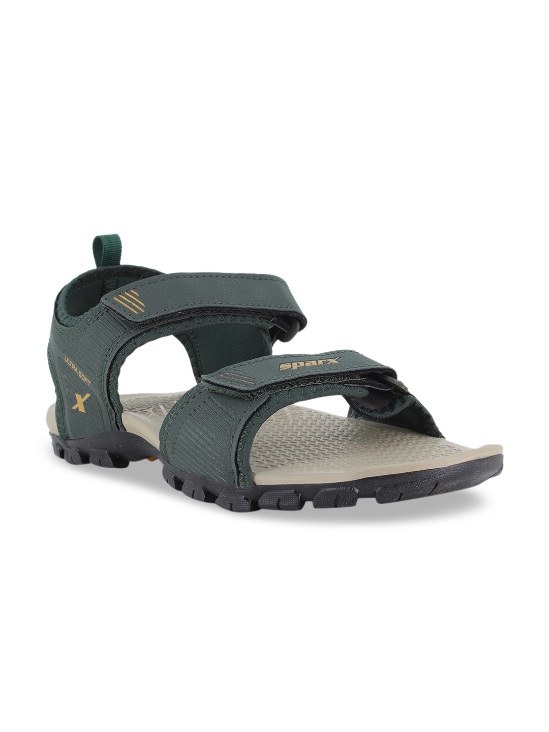 

Sparx Men Green & Cream-Coloured Solid Sports Sandals