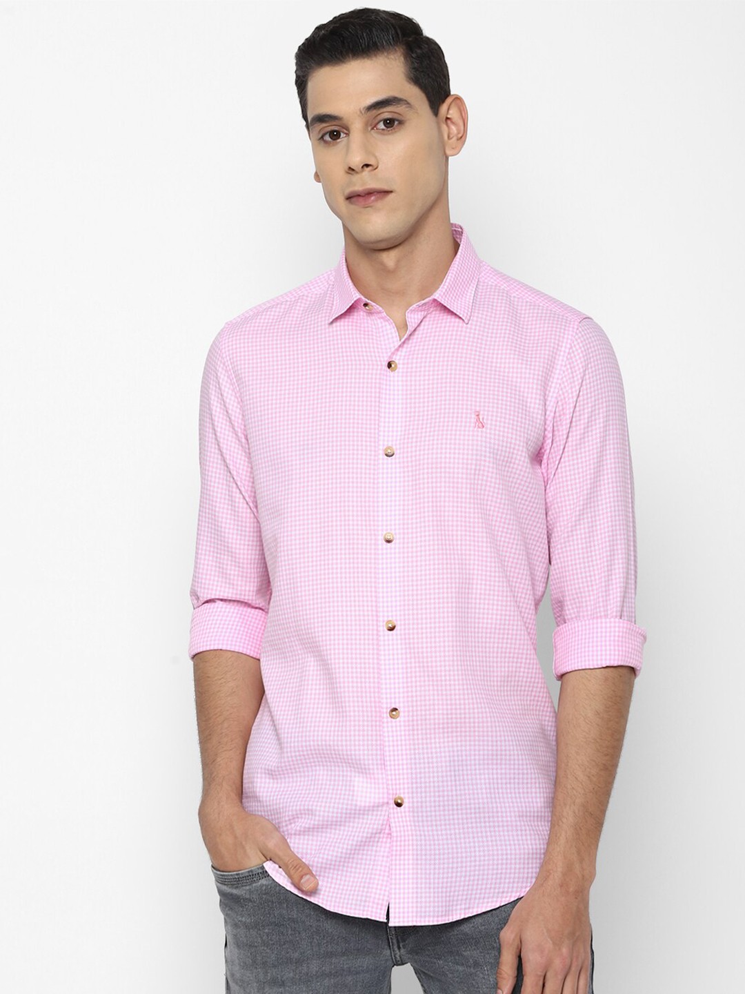 

SIMON CARTER LONDON Men Pink Slim Fit Checked Pure Cotton Casual Shirt