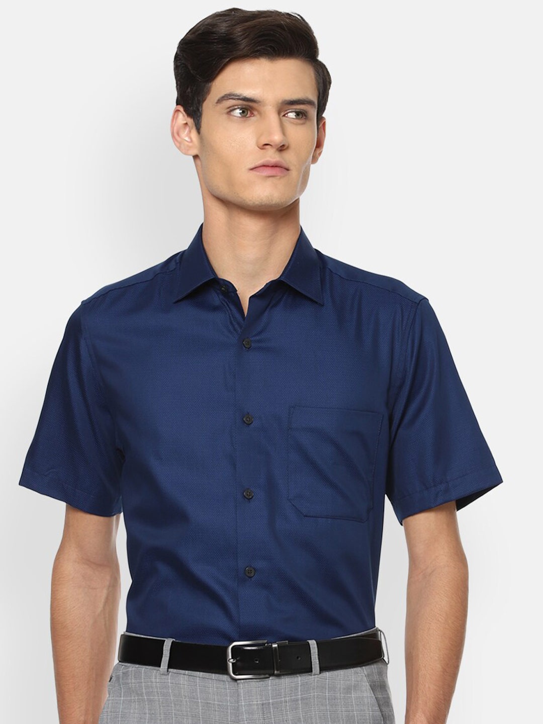 

Louis Philippe Men Navy Blue Formal Shirt