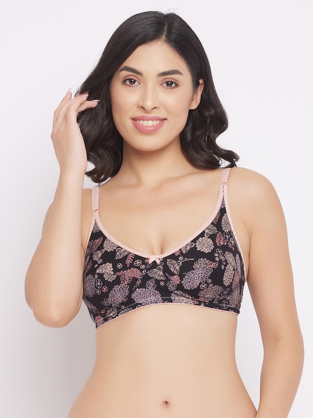 

Clovia Black & Pink Floral Everyday Bra