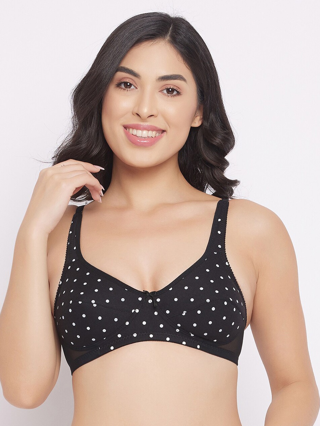 

Clovia Black & White Printed Non-Padded Non-Wired Cotton Bra