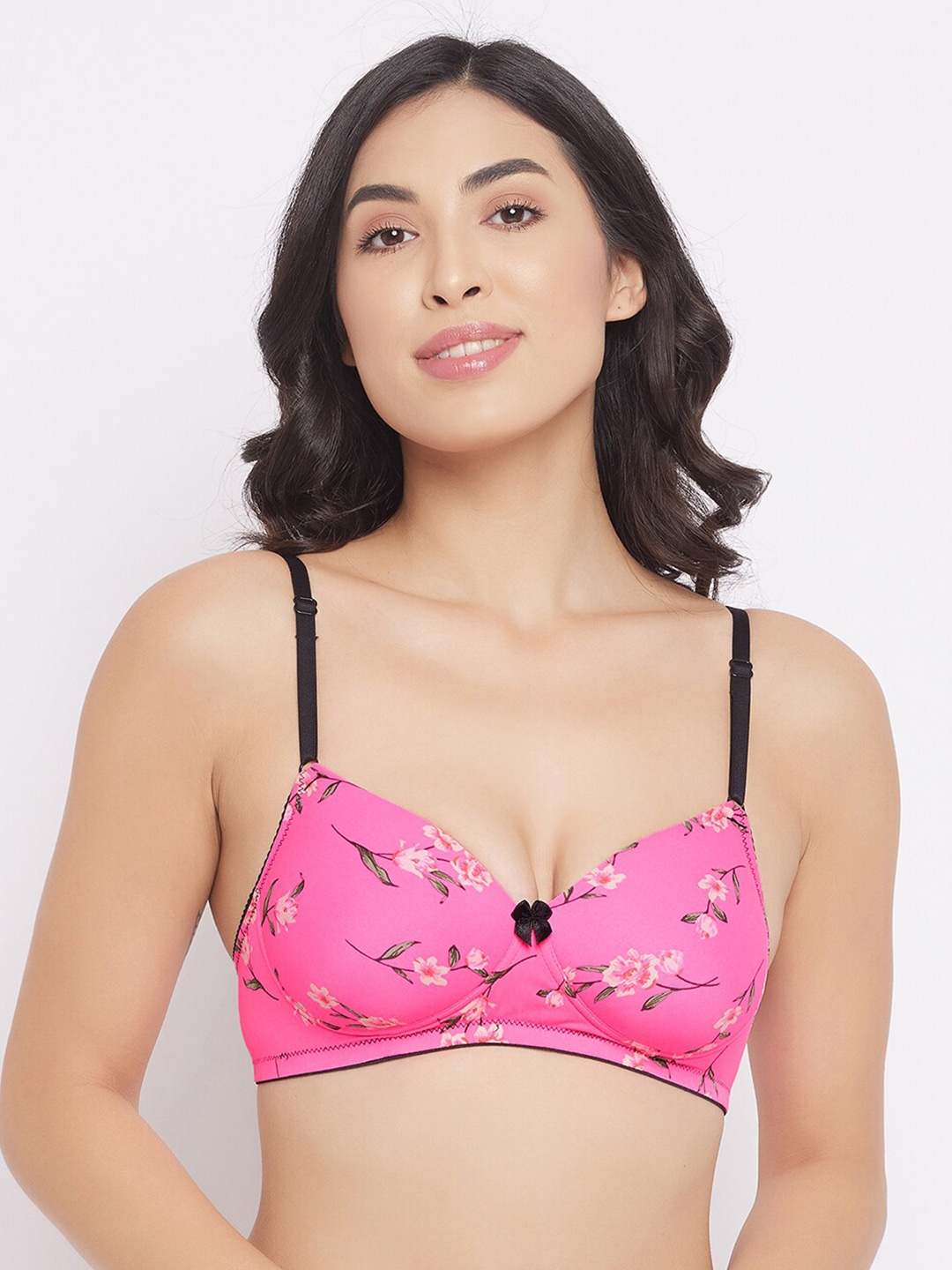 

Clovia Pink Printed Padded Non-Wired T-shirt Bra