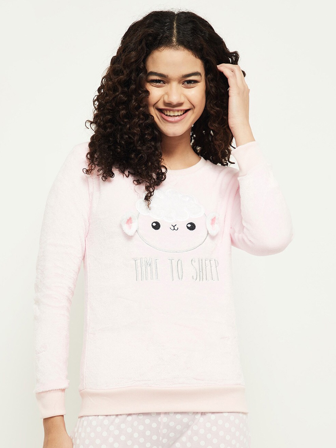 

max Women Pink Embroidered Sweatshirt