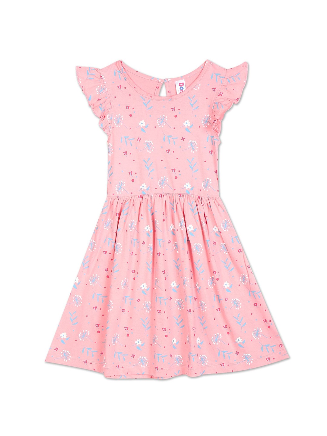 

Donuts Girls Pink & Blue Floral Round Neck Fit & Flare Dress