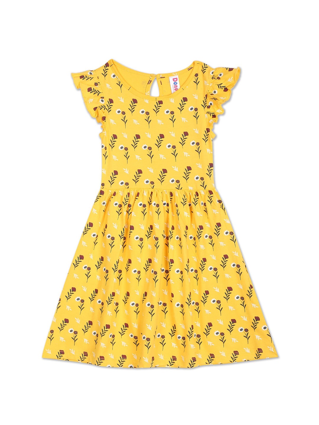 

Donuts Yellow Floral Printed Dress