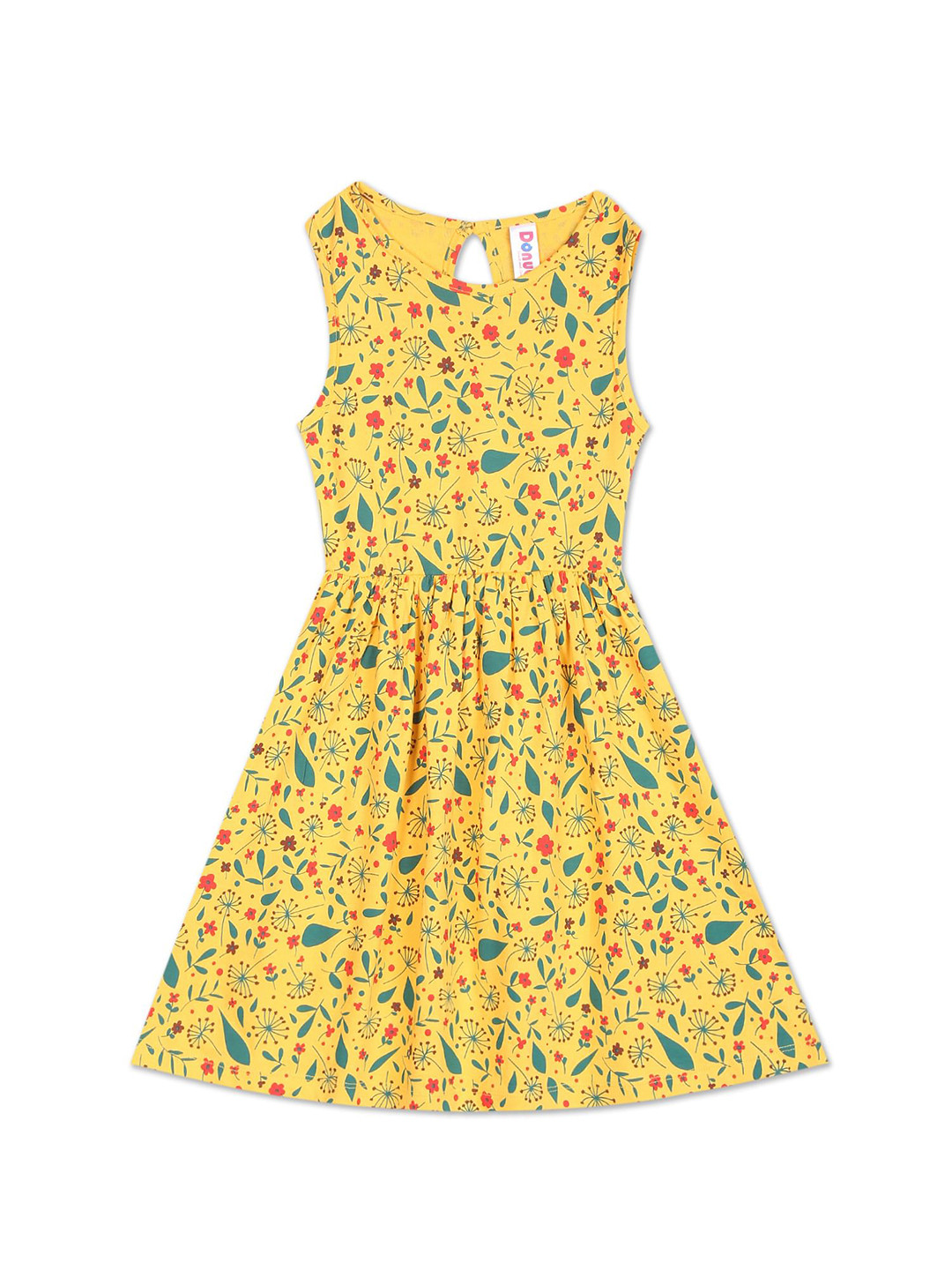 

Donuts Yellow Floral Printed Dress