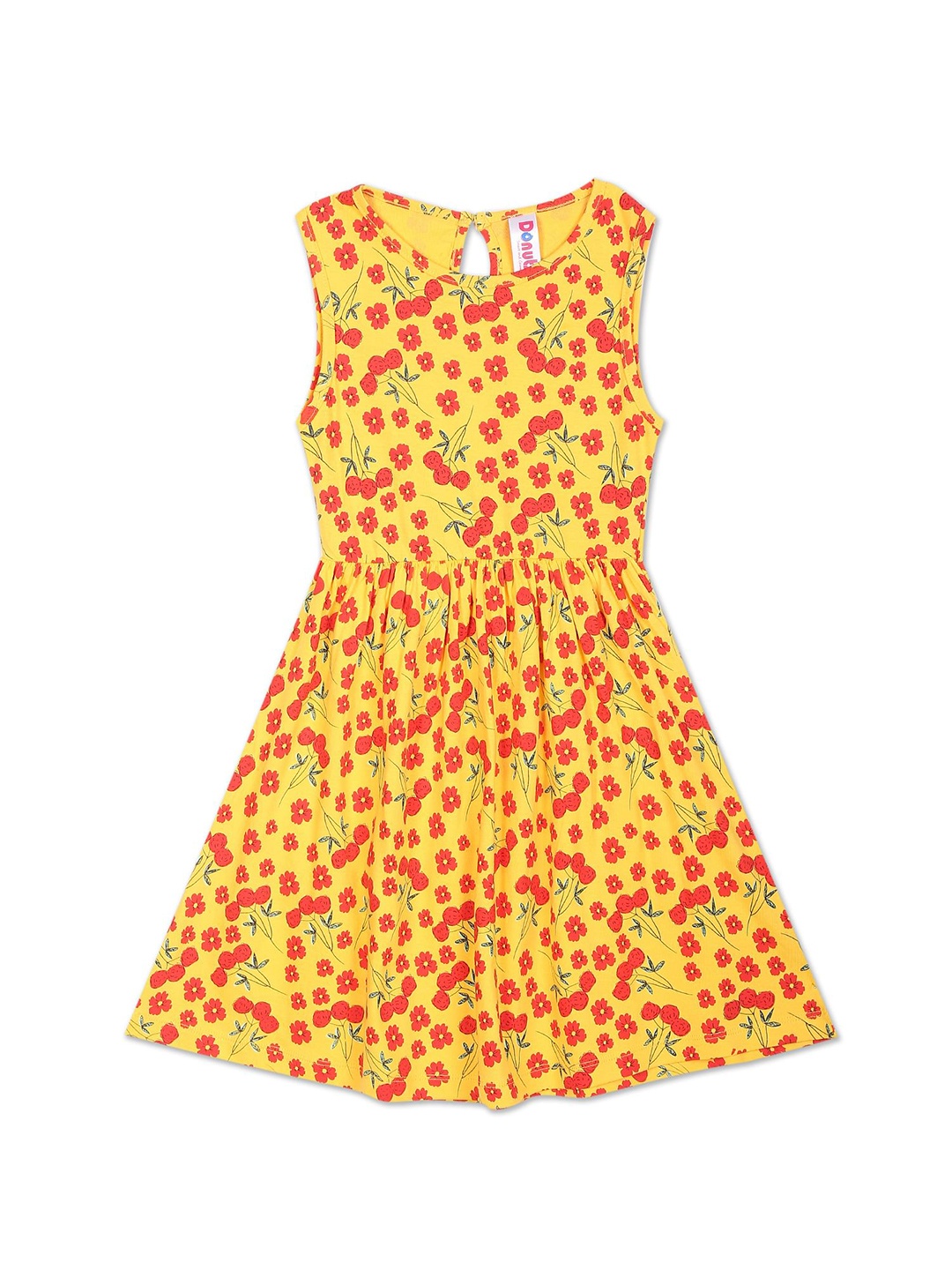 

Donuts Yellow & Red Floral Printed Dress