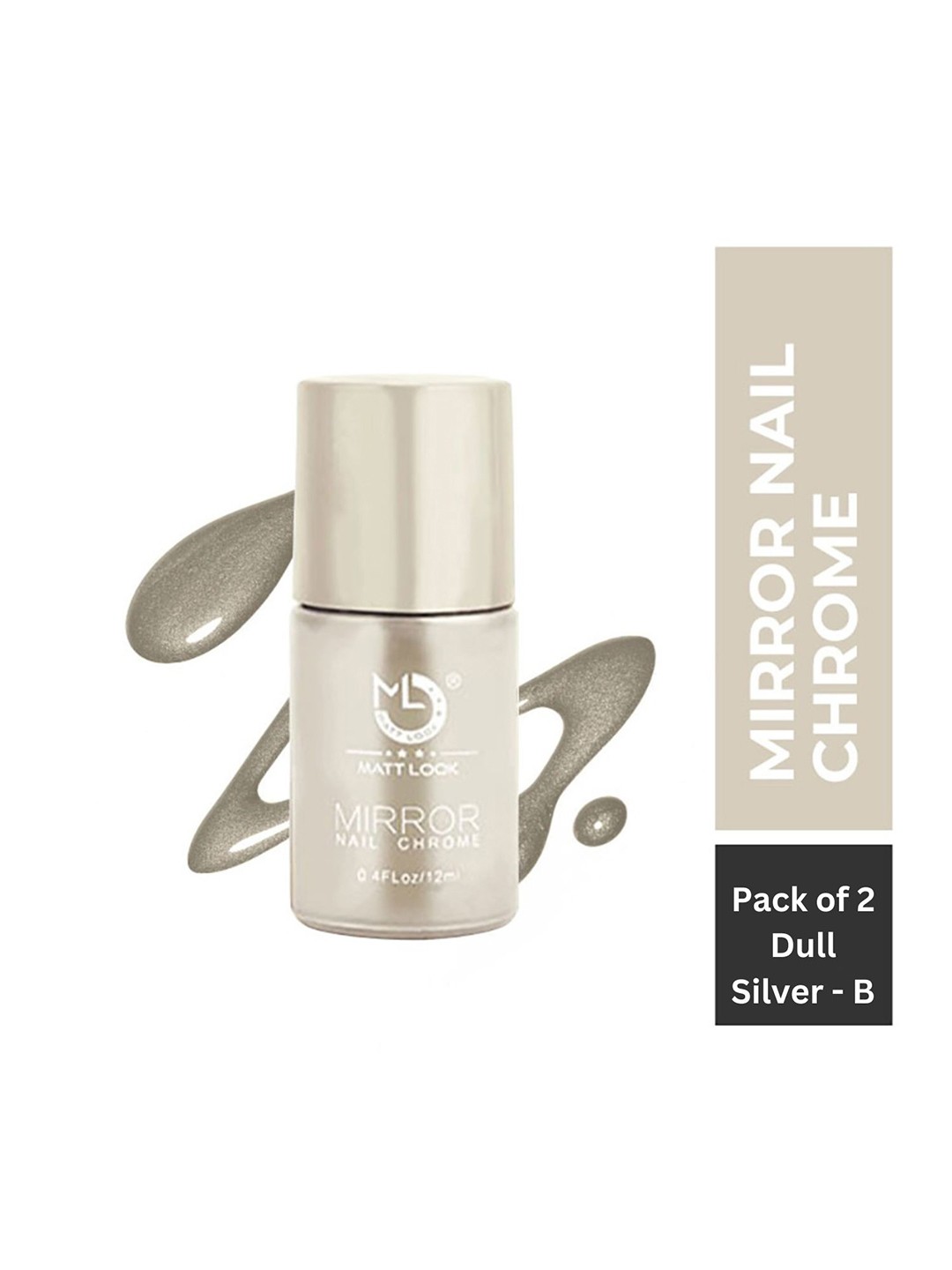 

MATTLOOK Pack of 2 Shine Like Mirror Nail Chorme - Dull-Silver-B 30ml