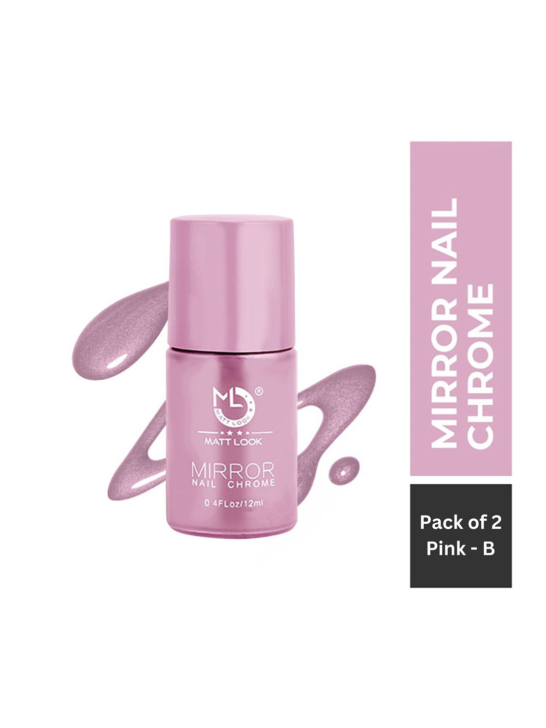 

MATTLOOK Set of 2 Shine Like Mirror Nail Chrome 12 ml Each - Pink-B