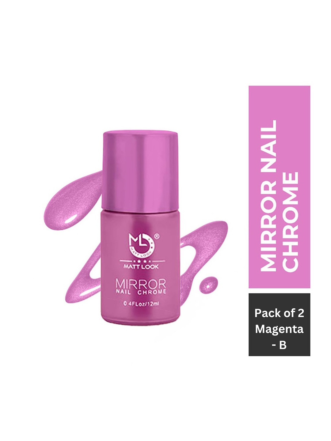 

MATTLOOK Set of 2 Shine Like Mirror Nail Chrome 12 ml Each - Magenta B