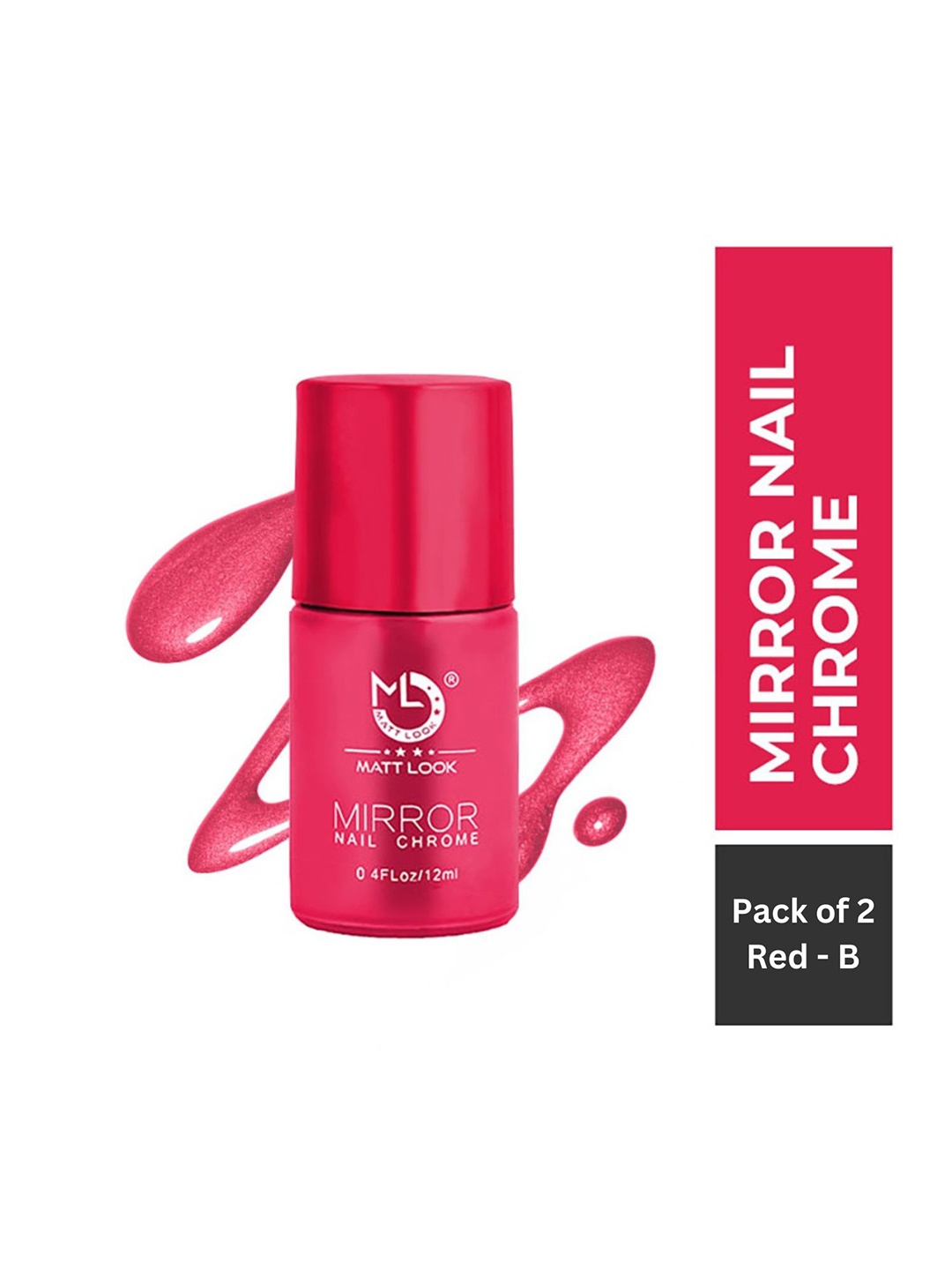 

MATTLOOK Set of 2 Shine Like Mirror Nail Chrome 12 ml Each - Red B