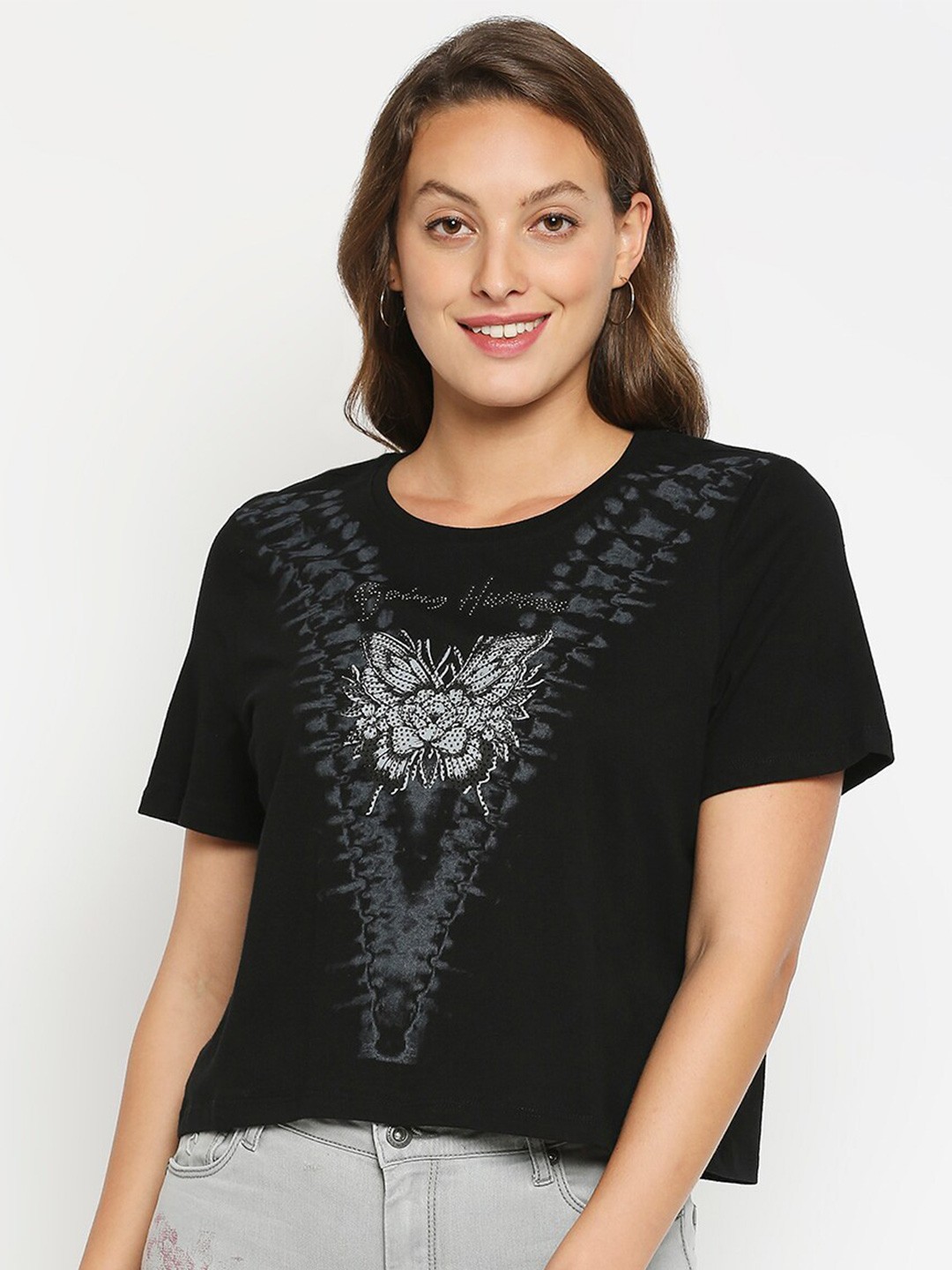 

Being Human Women Black Printed T-shirt