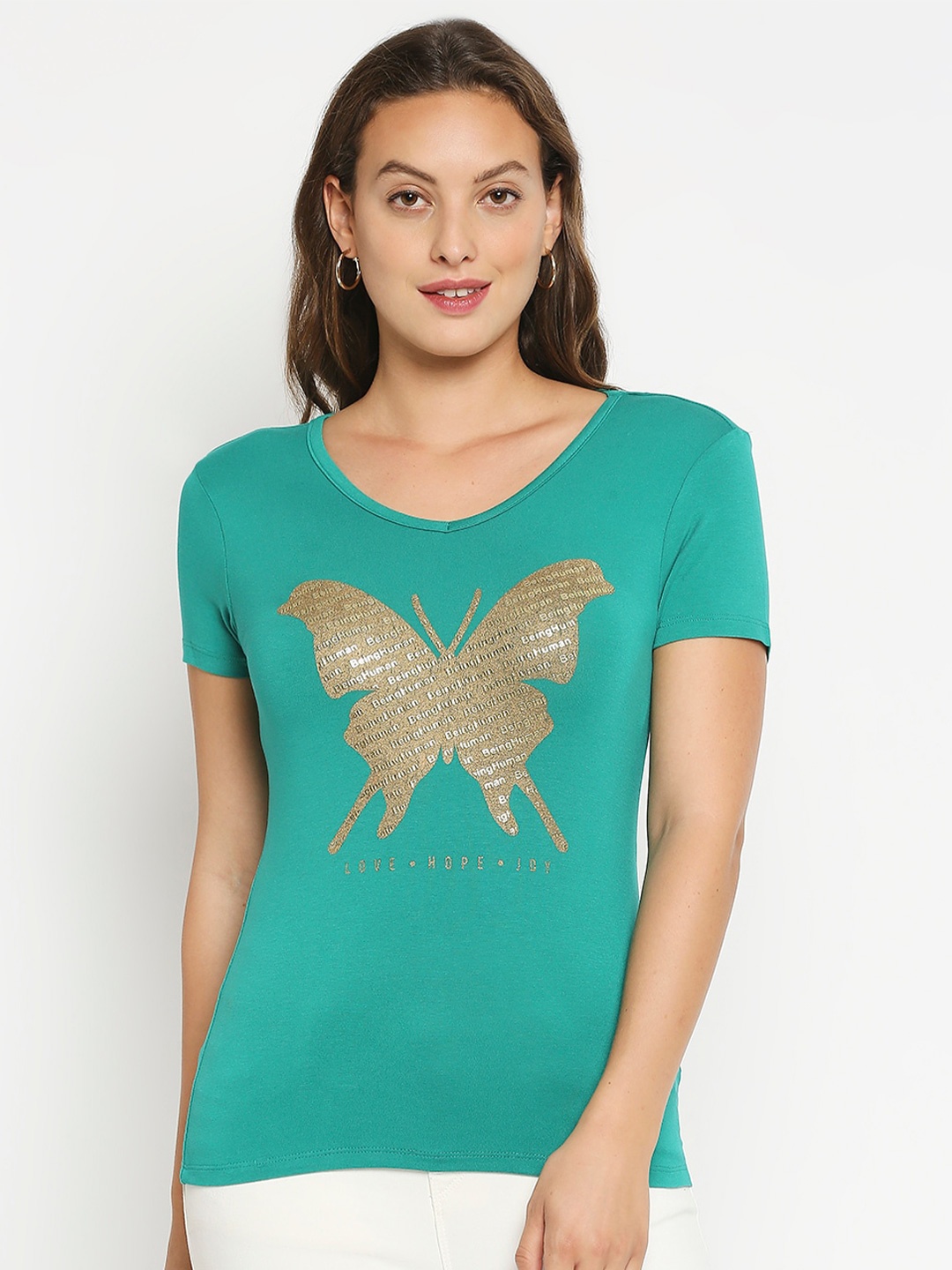 

Being Human Women Green Printed T-shirt