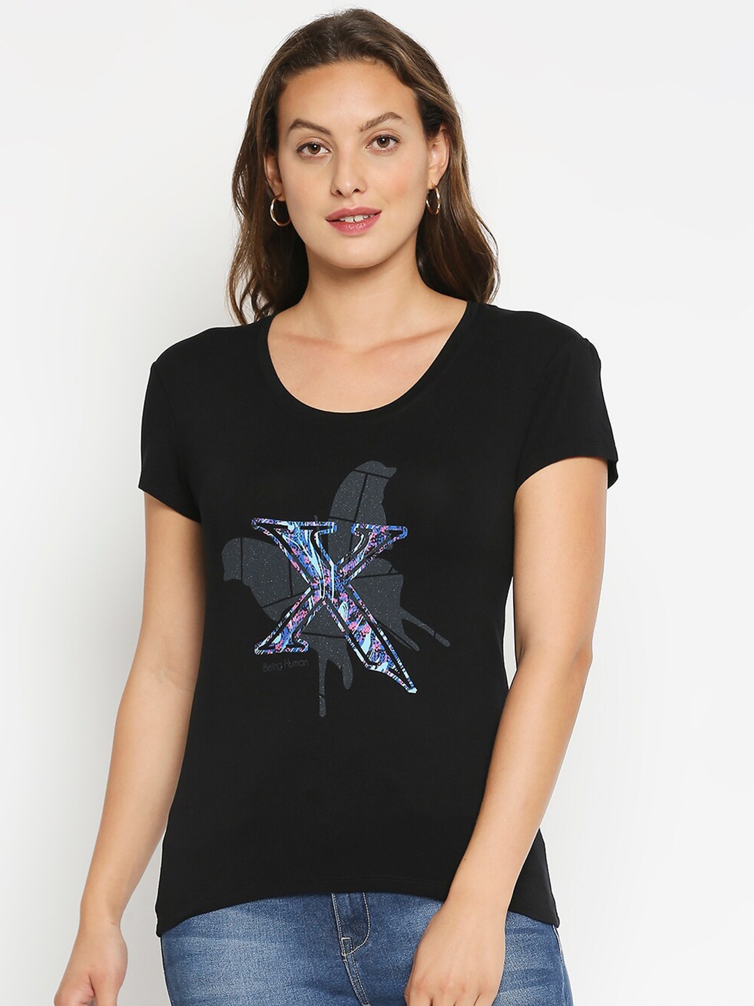 

Being Human Women Black Printed T-shirt