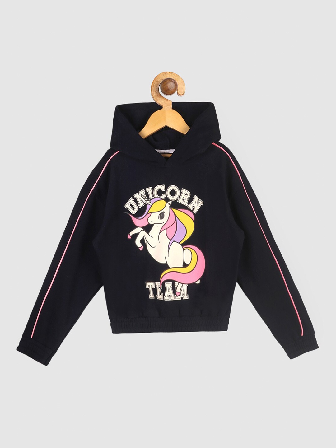 

Lazy Shark Girls Black Printed Hooded Sweatshirt