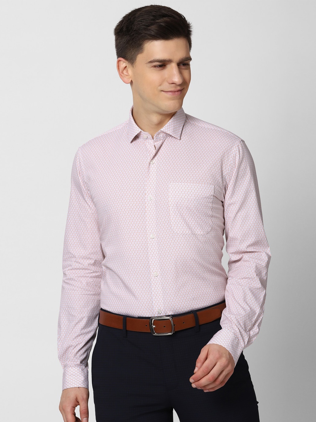 

Peter England Men Orange Regular Fit Printed Cotton Casual Shirt