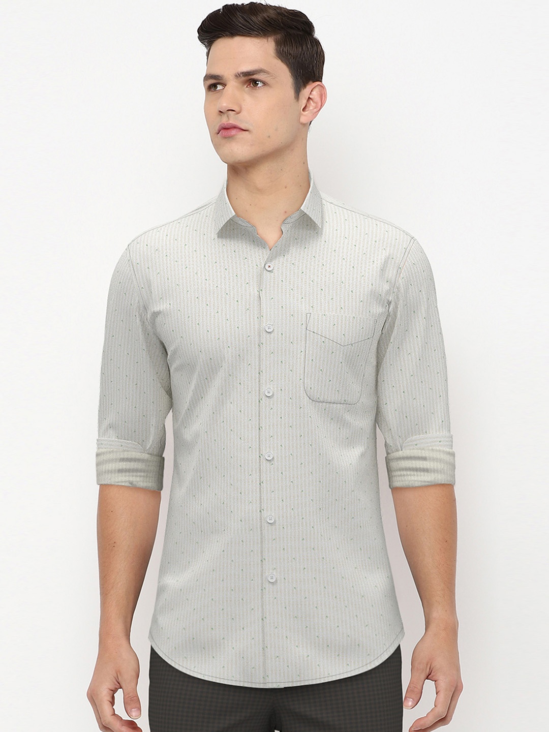

Peter England Men Beige Printed Formal Shirt