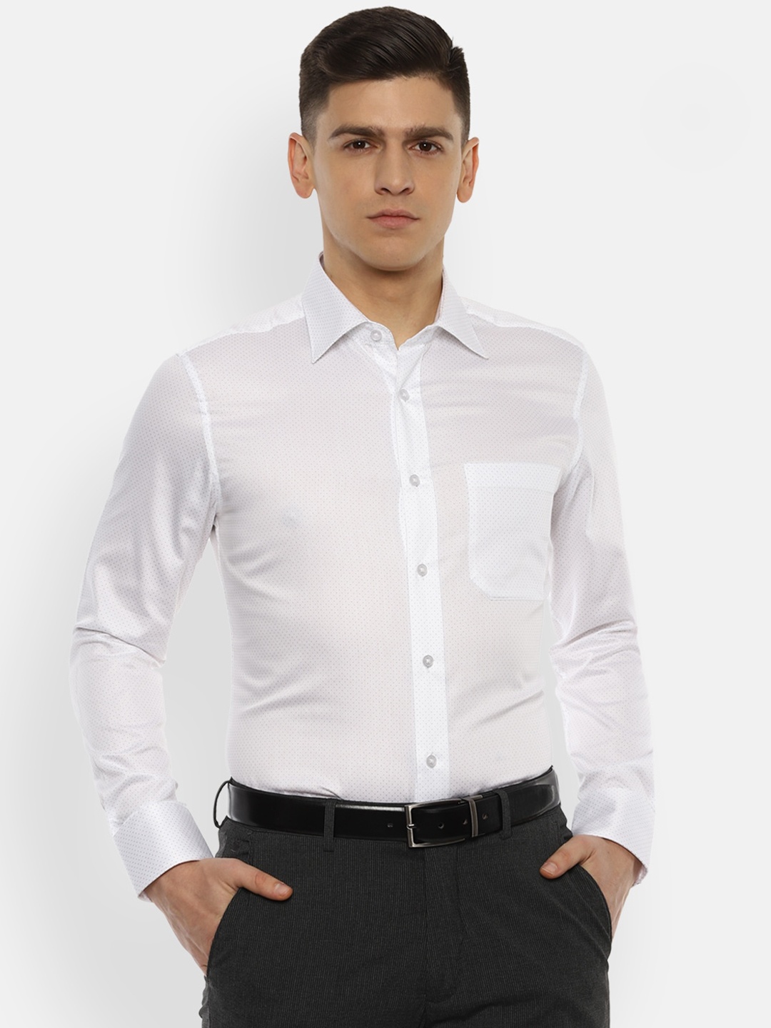 

Louis Philippe Men White Printed Formal Shirt