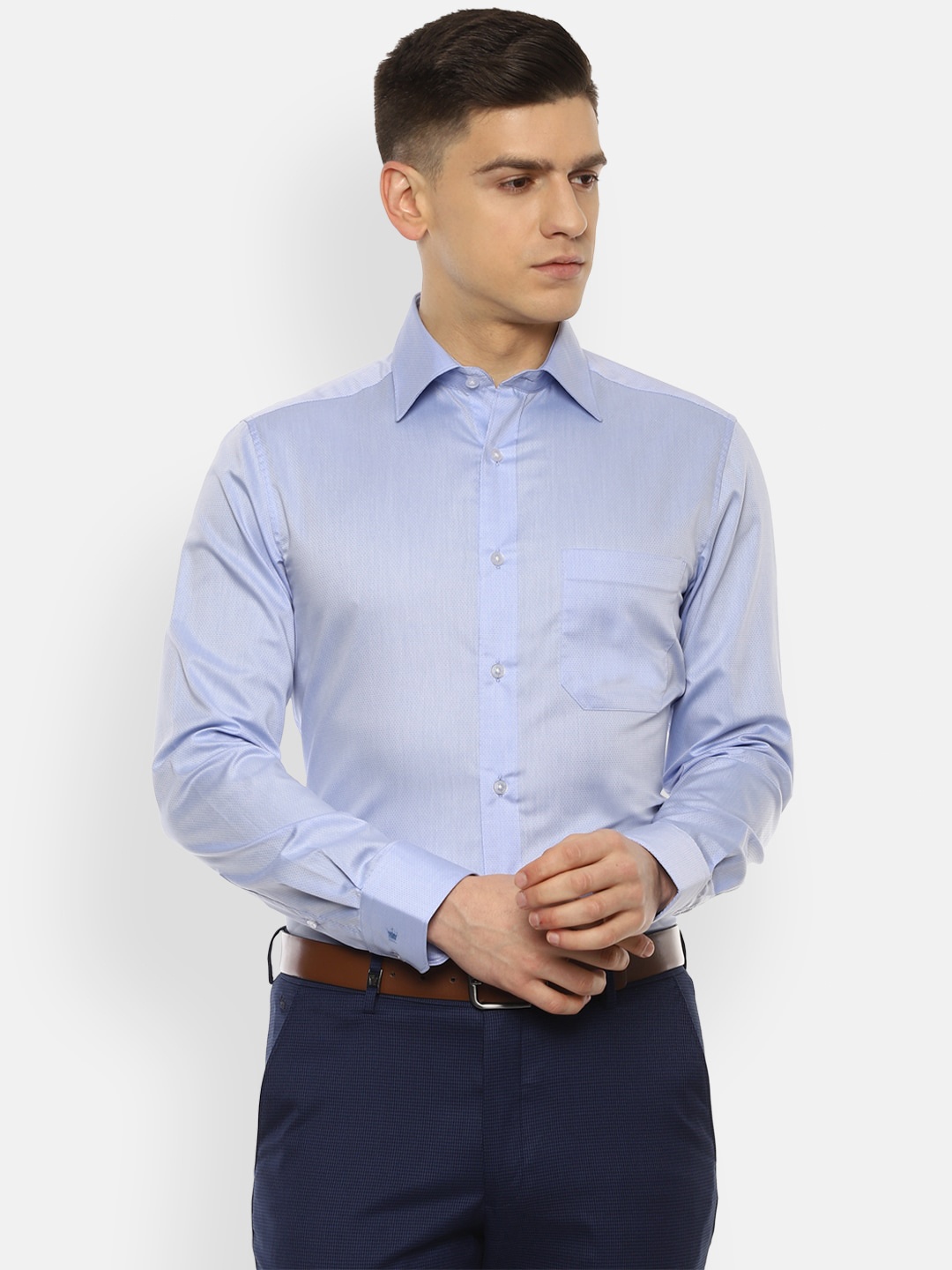 

Louis Philippe Men Blue Formal Shirt