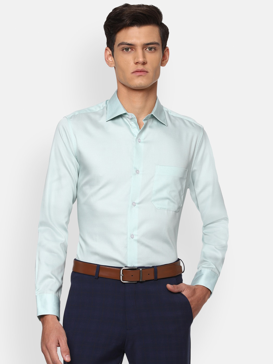 

Louis Philippe Men Green Printed Formal Shirt