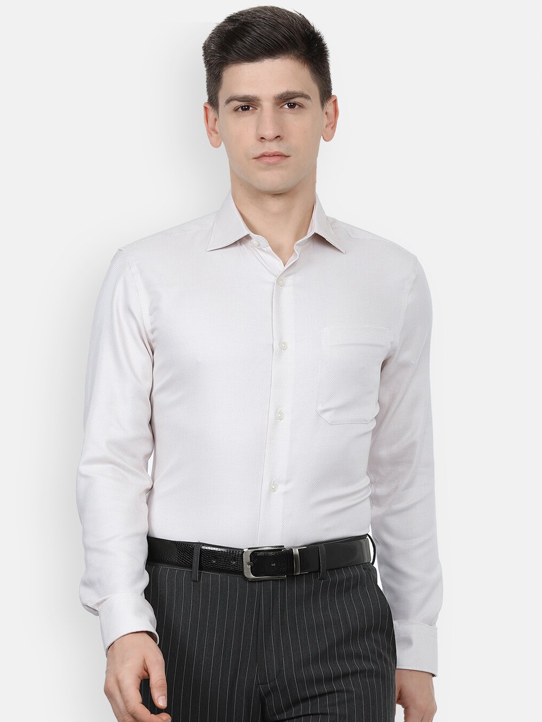 

Louis Philippe Permapress Men White Cotton Formal Shirt