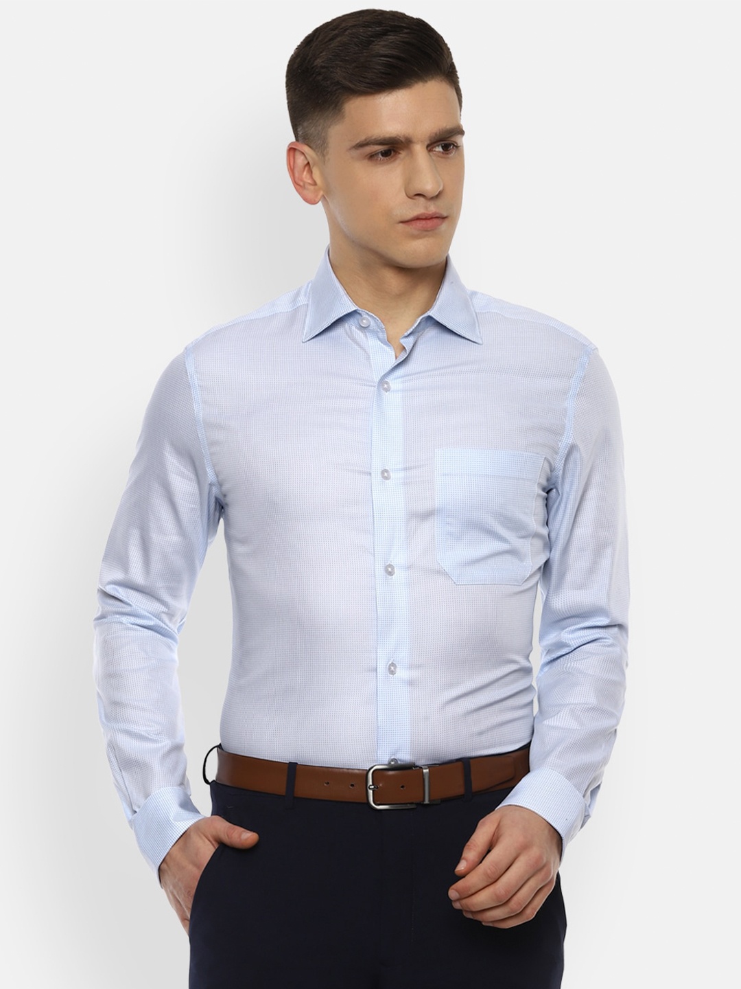 

Louis Philippe Gods & Kings Men Blue Printed Pure Cotton Formal Shirt