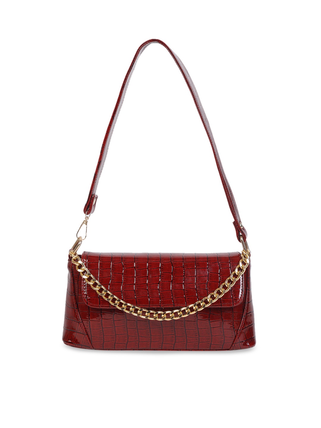 

Apsis Maroon Croc Textured Handheld Bag