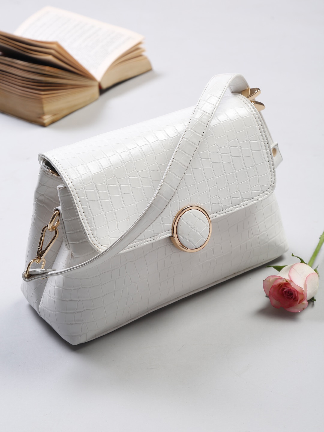 

Apsis White Textured Structured Handheld Bag