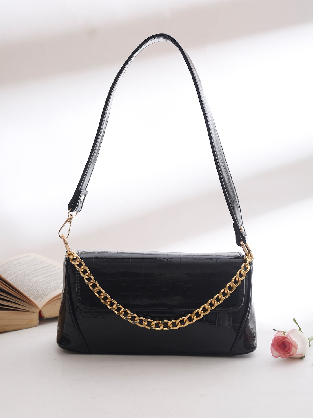 

Apsis Black Textured Structured Handheld Bag
