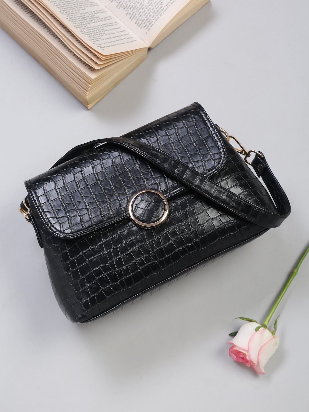 

Apsis Woman Black Textured Structured Sling Bag