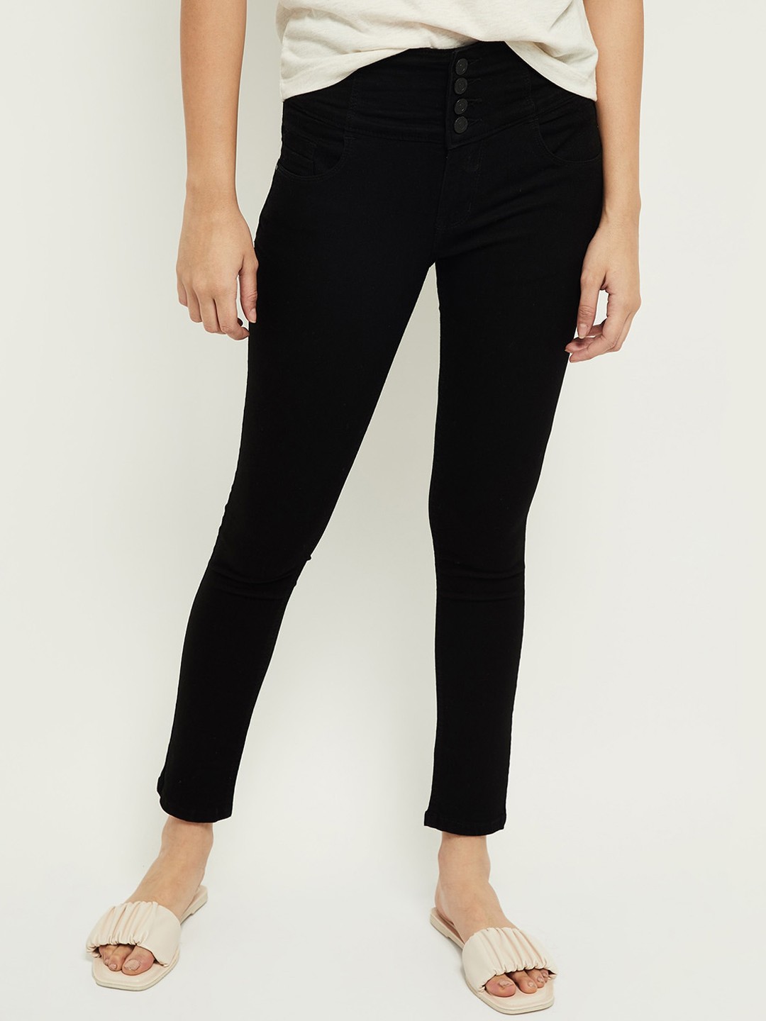 

max Women Black High-Rise Trousers