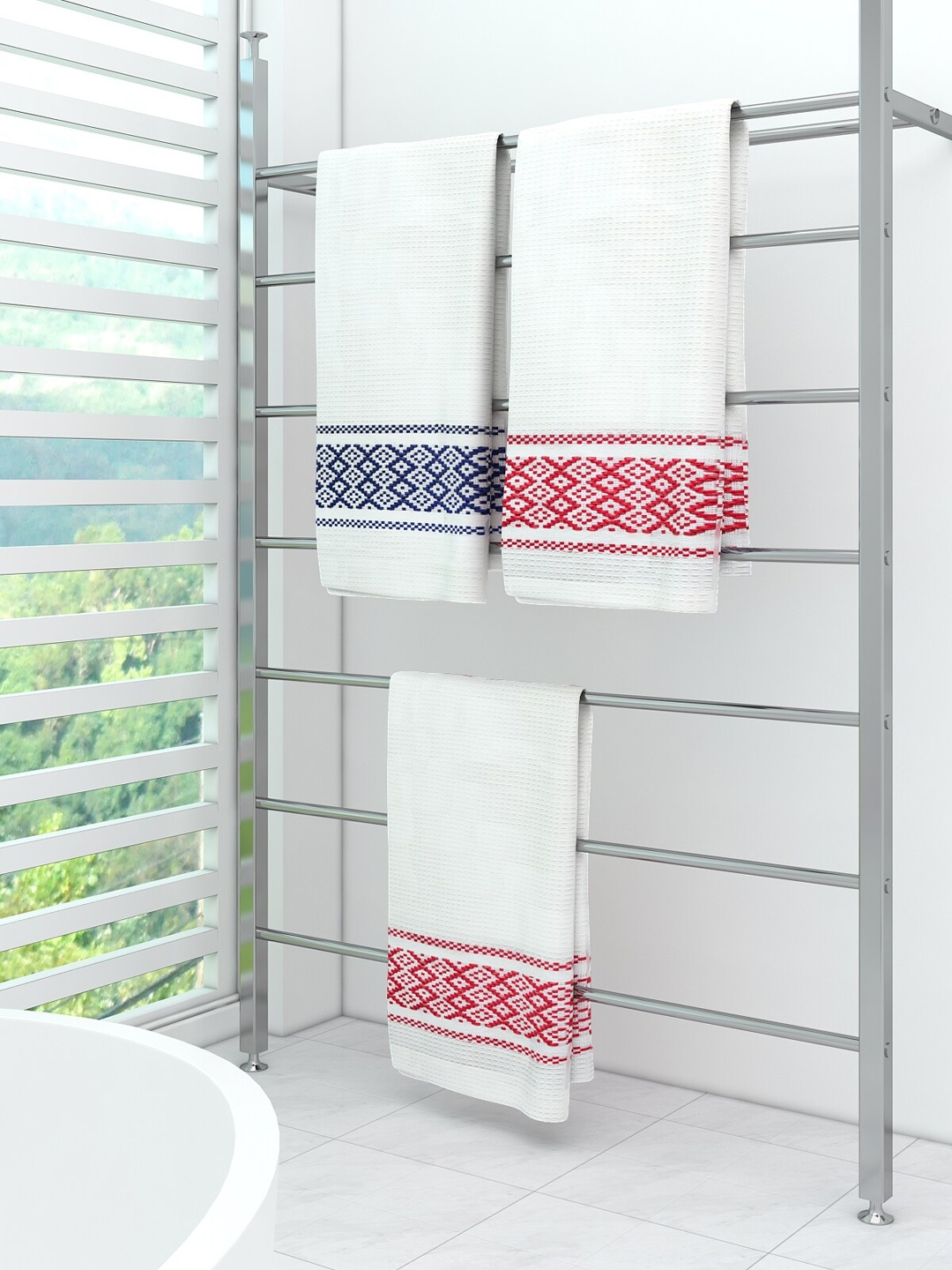 

Athom Trendz Set Of 3 Striped Pure Cotton 210 GSM Bath Towels, White