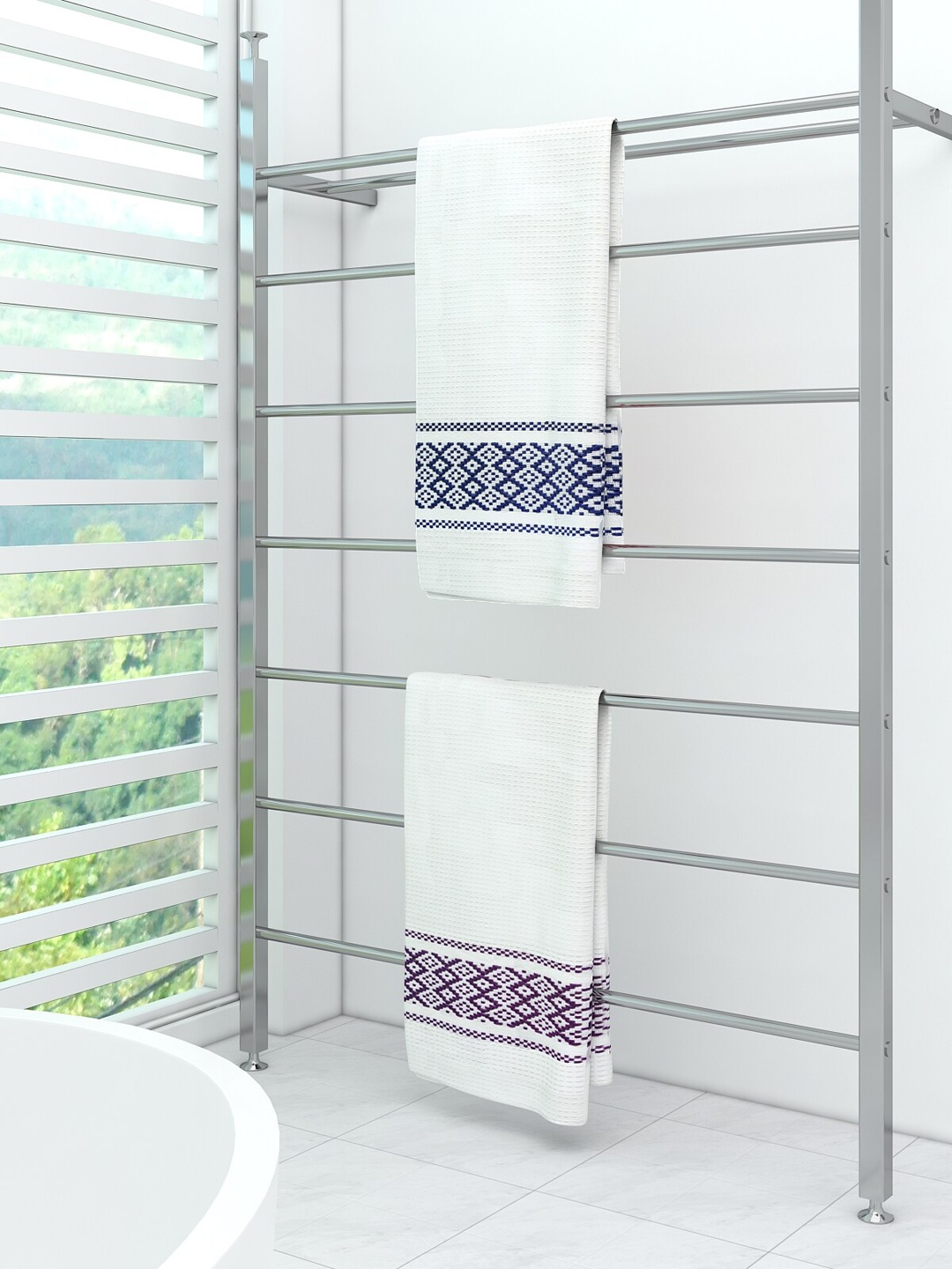

Athom Trendz Pack of 2 White & Purple Solid 210 GSM Pure Cotton Bath Towels