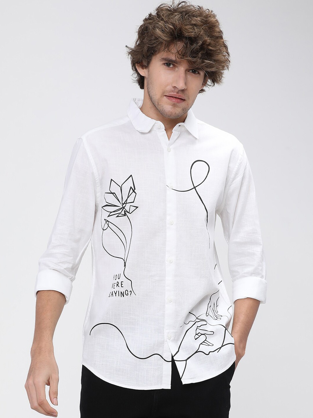 

KETCH Men White Slim Fit Printed Casual Shirt