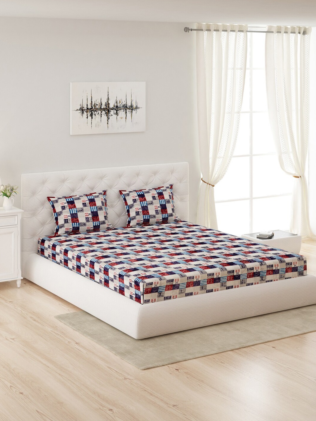 

Monte Carlo Multicolor Printed 300 GSM Queen Bedsheet with 2 Pillow Cover, Multi
