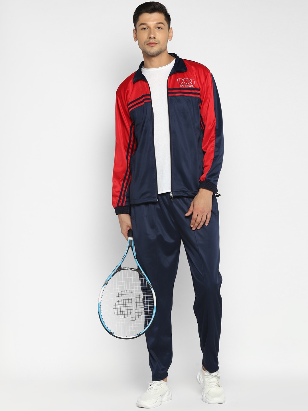 

IMT Men Navy Blue & Red Colourblocked Tracksuit