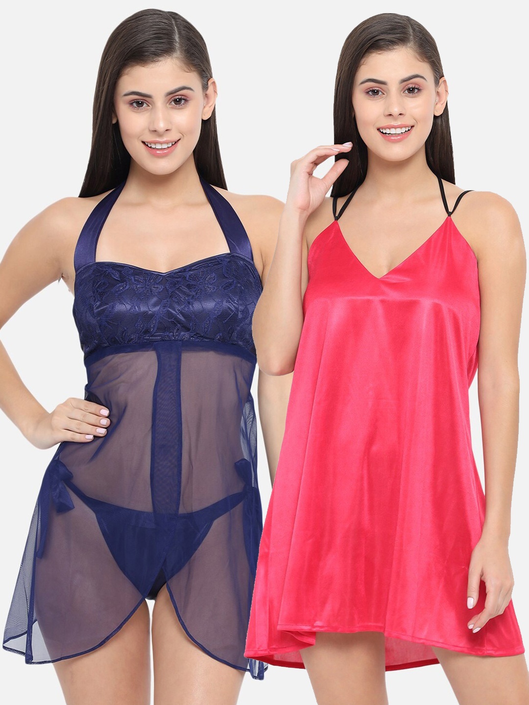 

Klamotten Pack of 2 Pink & Blue Halter Neck Baby Dolls