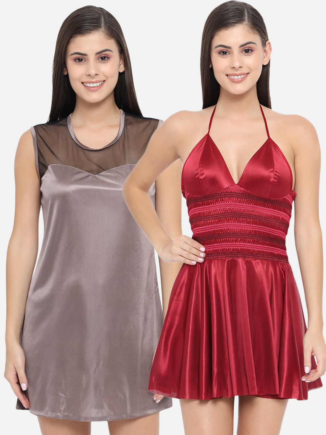 

Klamotten Pack Of 2 Maroon & Grey Baby Doll