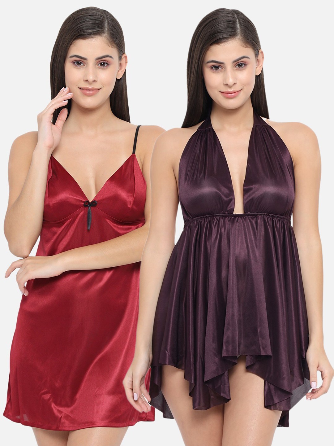 

Klamotten Maroon & Purple Pack Of 2 Babydoll Nightdress