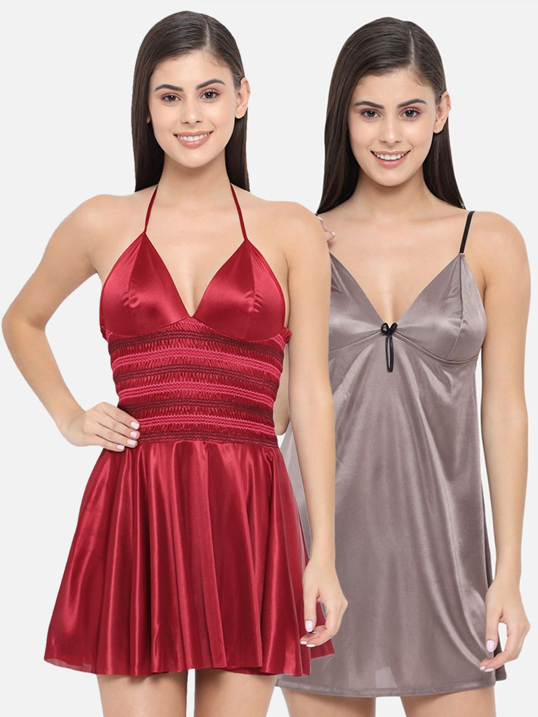

Klamotten Pack Of 2 Maroon & Grey Baby Doll