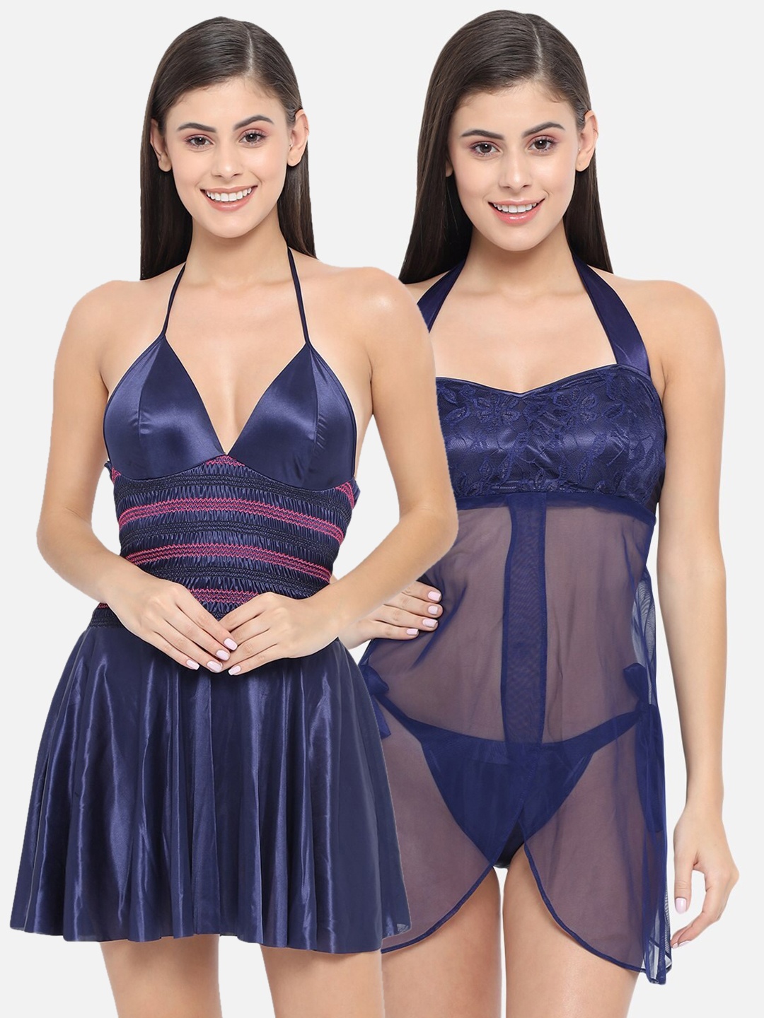 

Klamotten Navy Blue Pack Of 2 Babydoll Nightdress