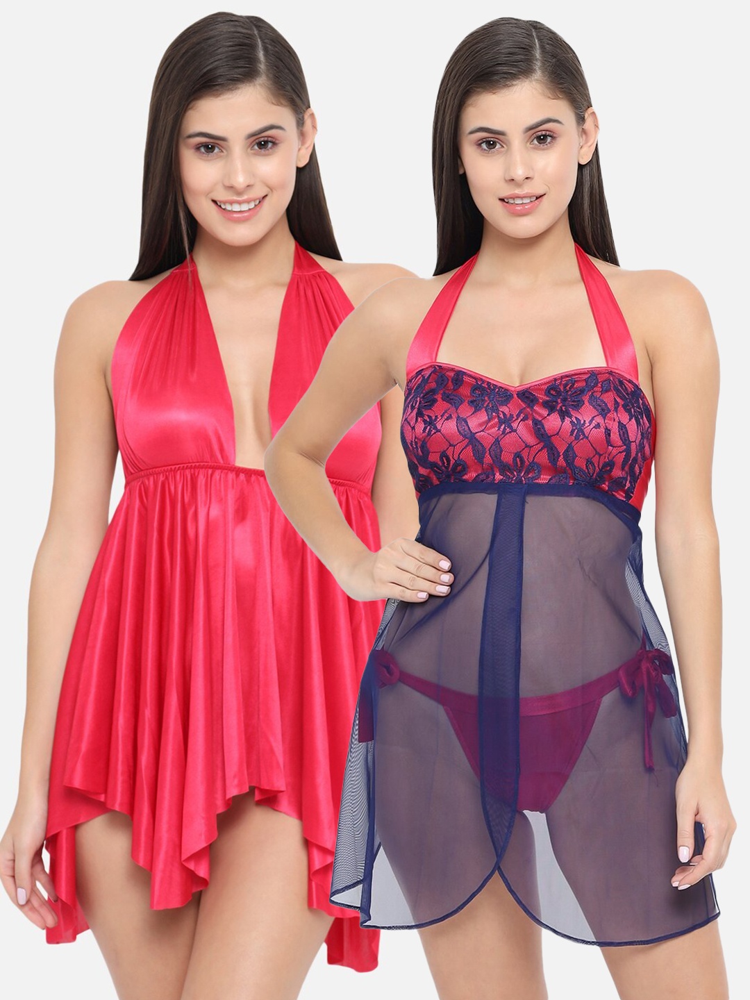 

Klamotten Pack Of 2 Red & Blue Baby Doll with Asymmetric