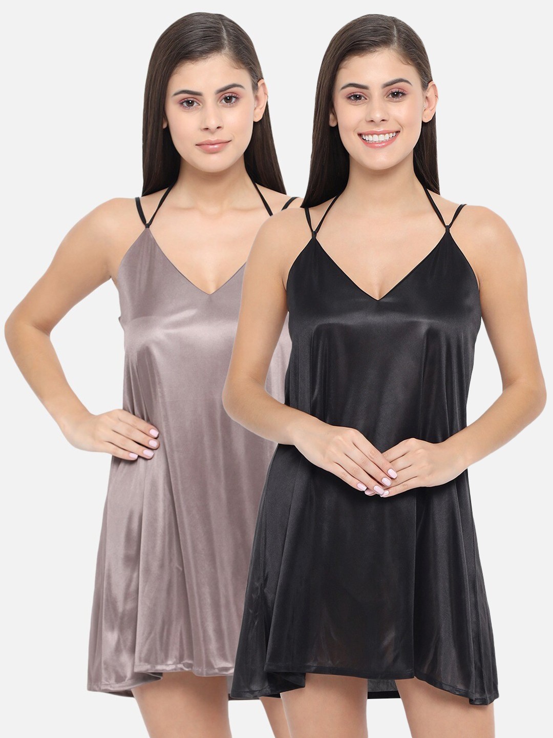 

Klamotten Black & Grey Pack Of 2 Babydoll Nightdress